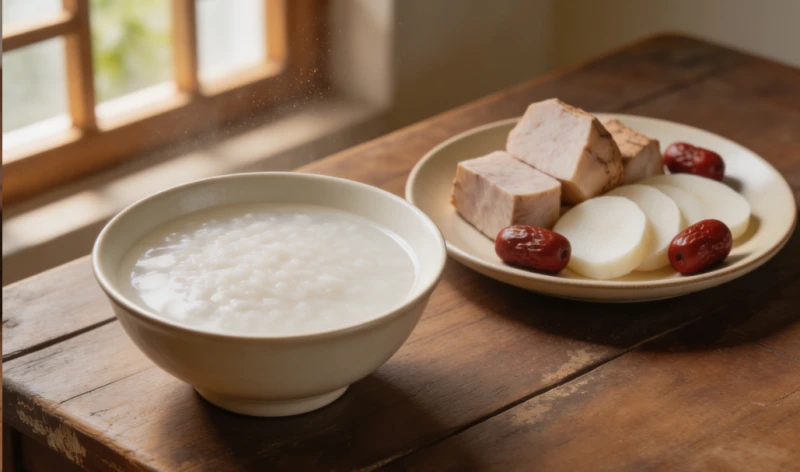 Ein nährendes Frühstück mit Brei, Taro und Yamswurzel